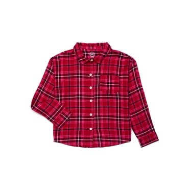 Wonder Nation Girls Flannel Shirt with Long Sleeves, Sizes 4/5-18 & Plus