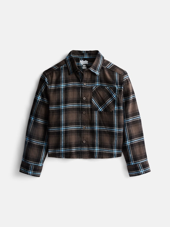 Boys' Flannel Shirt with Long Sleeves, Sizes 4-18 & Husky