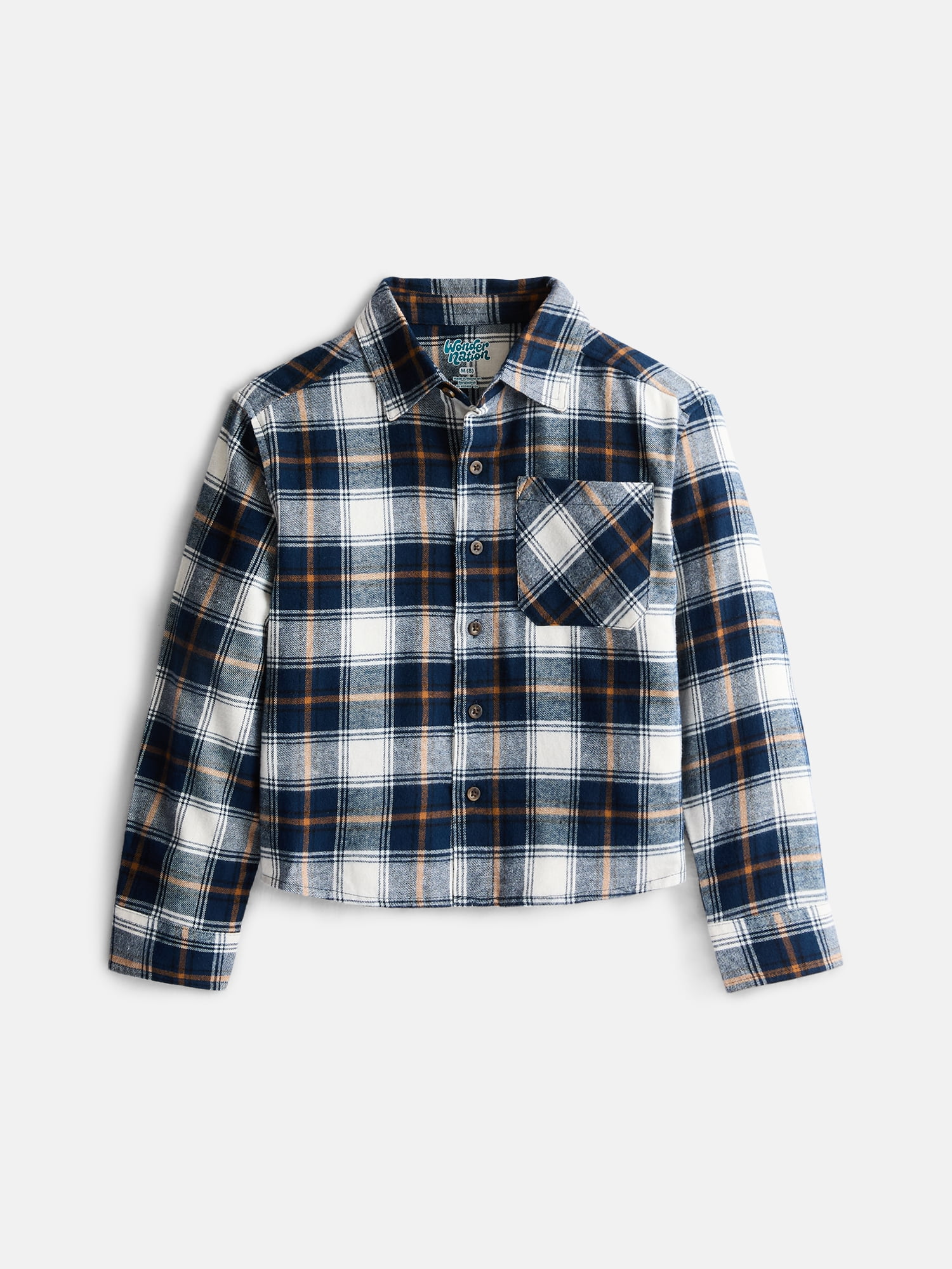 Wonder Nation Boys' Flannel Shirt with Long Sleeves, Sizes 4-18