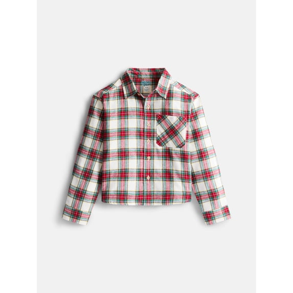 Wonder Nation Boys' Flannel Shirt with Long Sleeves, Sizes 4-18 & Husky