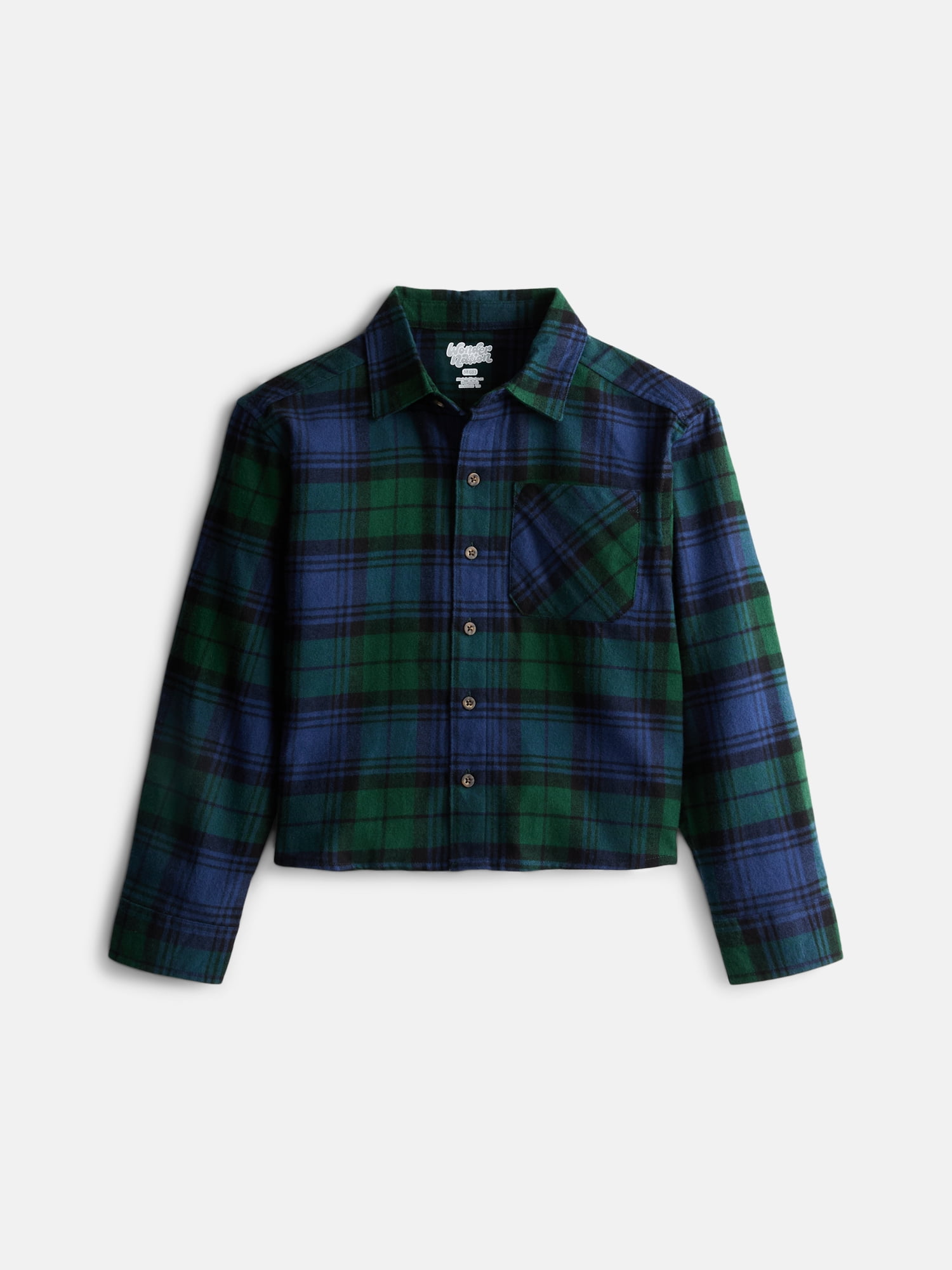 Wonder Nation Boys' Flannel Shirt with Long Sleeves, Sizes 4-18