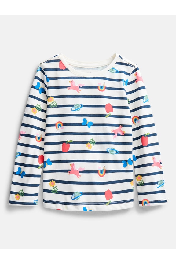 Baby and Toddler Girls' Crewneck Tee with Long Sleeves, Sizes 0M-5T