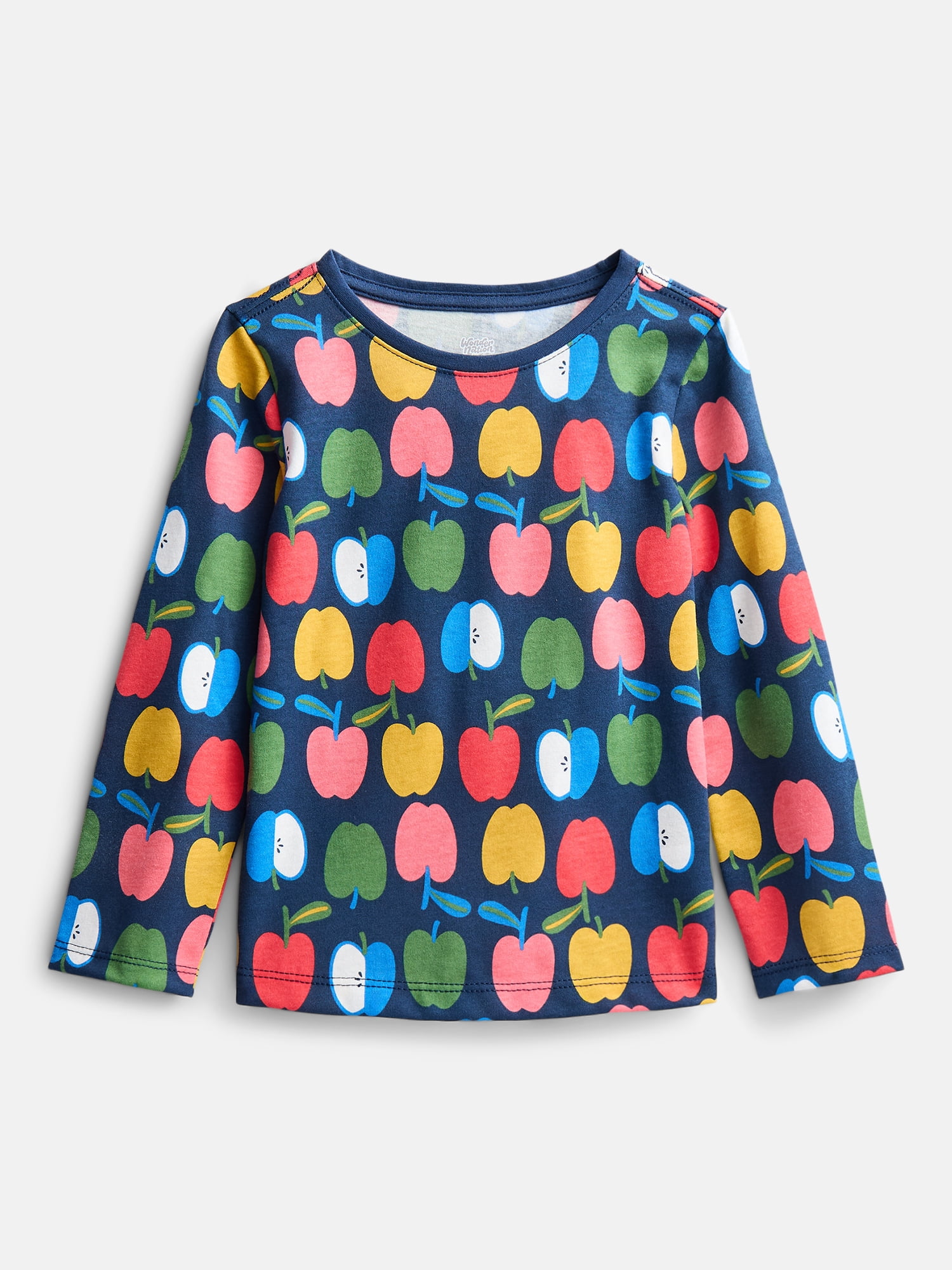 Wonder Nation Baby and Toddler Girls' Crewneck Tee with Long Sleeves, Sizes 0M-5T