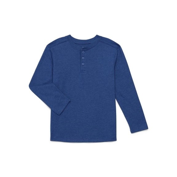 Wonder Nation Boys' Henley Tee with Long Sleeves, Sizes 4-18 & Husky