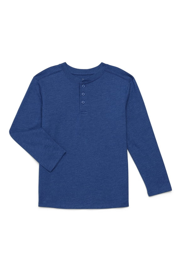 Boys' Henley Tee with Long Sleeves, Sizes 4-18 & Husky