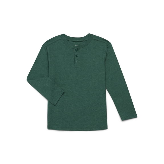 Wonder Nation Boys' Henley Tee with Long Sleeves, Sizes 4-18 & Husky