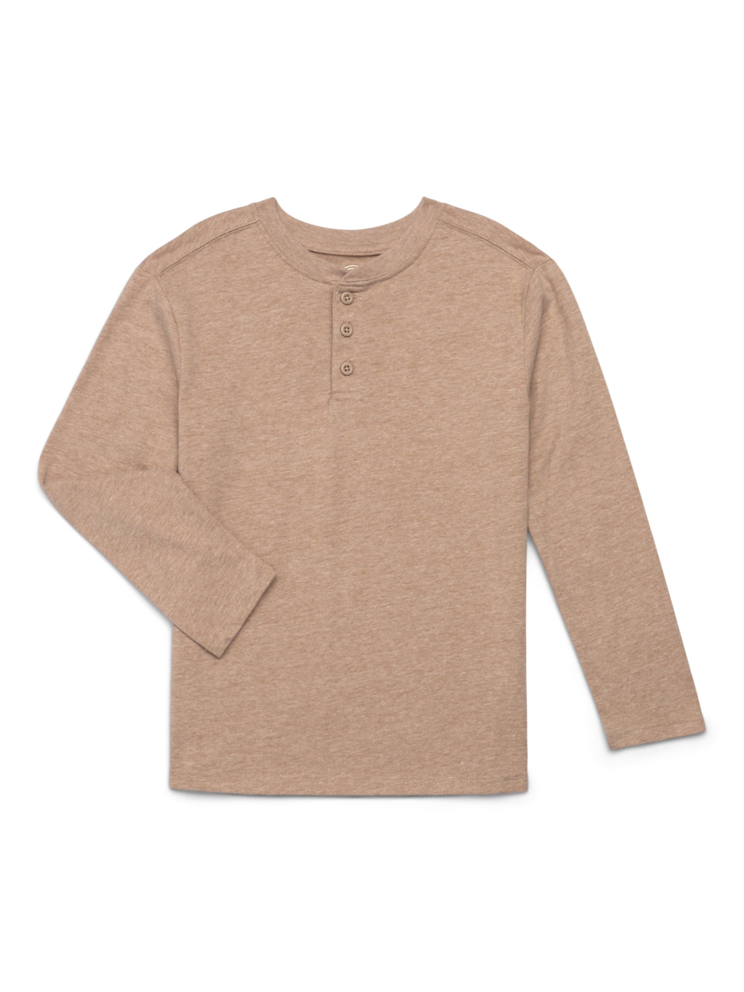 Wonder Nation Boys' Henley Tee with Long Sleeves, Sizes 4-18 & Husky