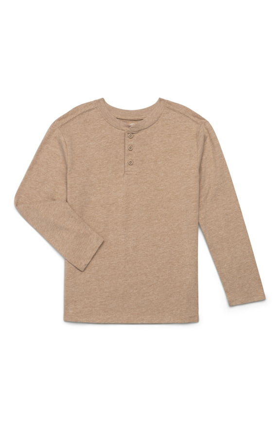 Boys' Henley Tee with Long Sleeves, Sizes 4-18 & Husky