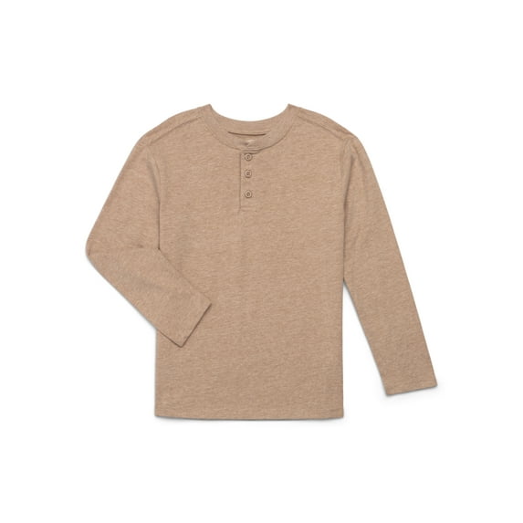 Wonder Nation Boys' Henley Tee with Long Sleeves, Sizes 4-18 & Husky