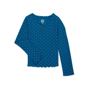 Wonder Nation Girls Long-Sleeve Henley Tee, Sizes 4-18 & Plus
