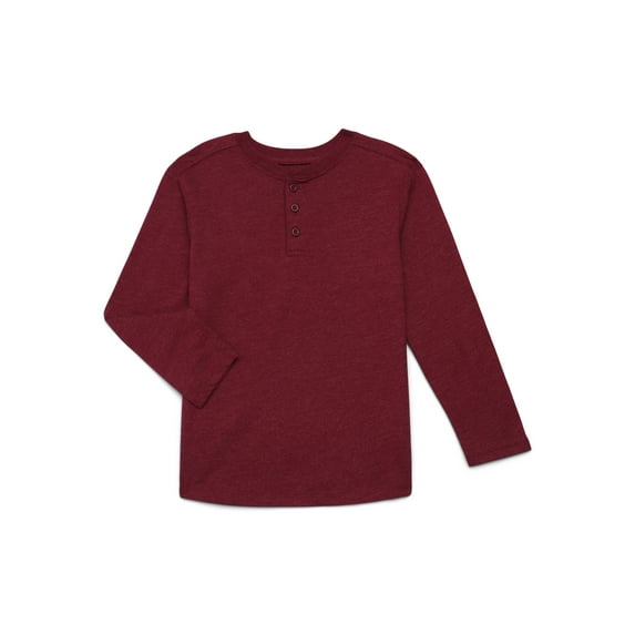 Wonder Nation Boys' Henley Tee with Long Sleeves, Sizes 4-18 & Husky