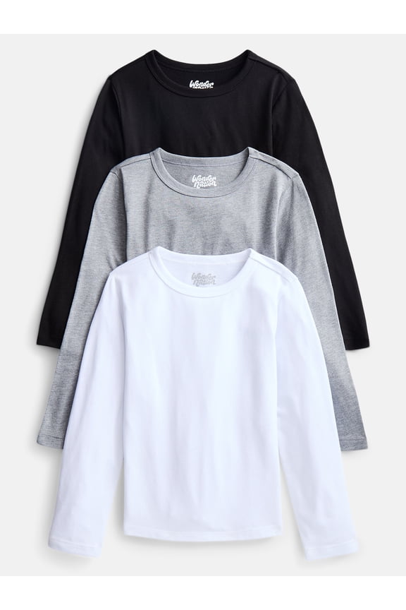 Boys' Kid Tough Tee with Long Sleeves, 3 Pack, Sizes XS-XXL & Husky