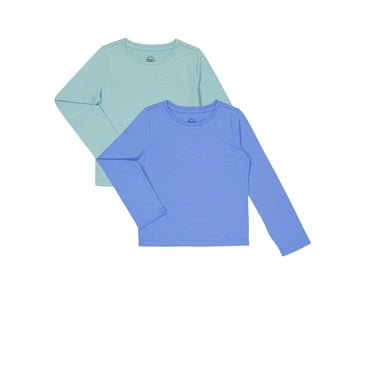 Wonder Nation Girls Long Sleeve Kid Tough T-Shirt, 2-Pack, Sizes 4-18 & Plus