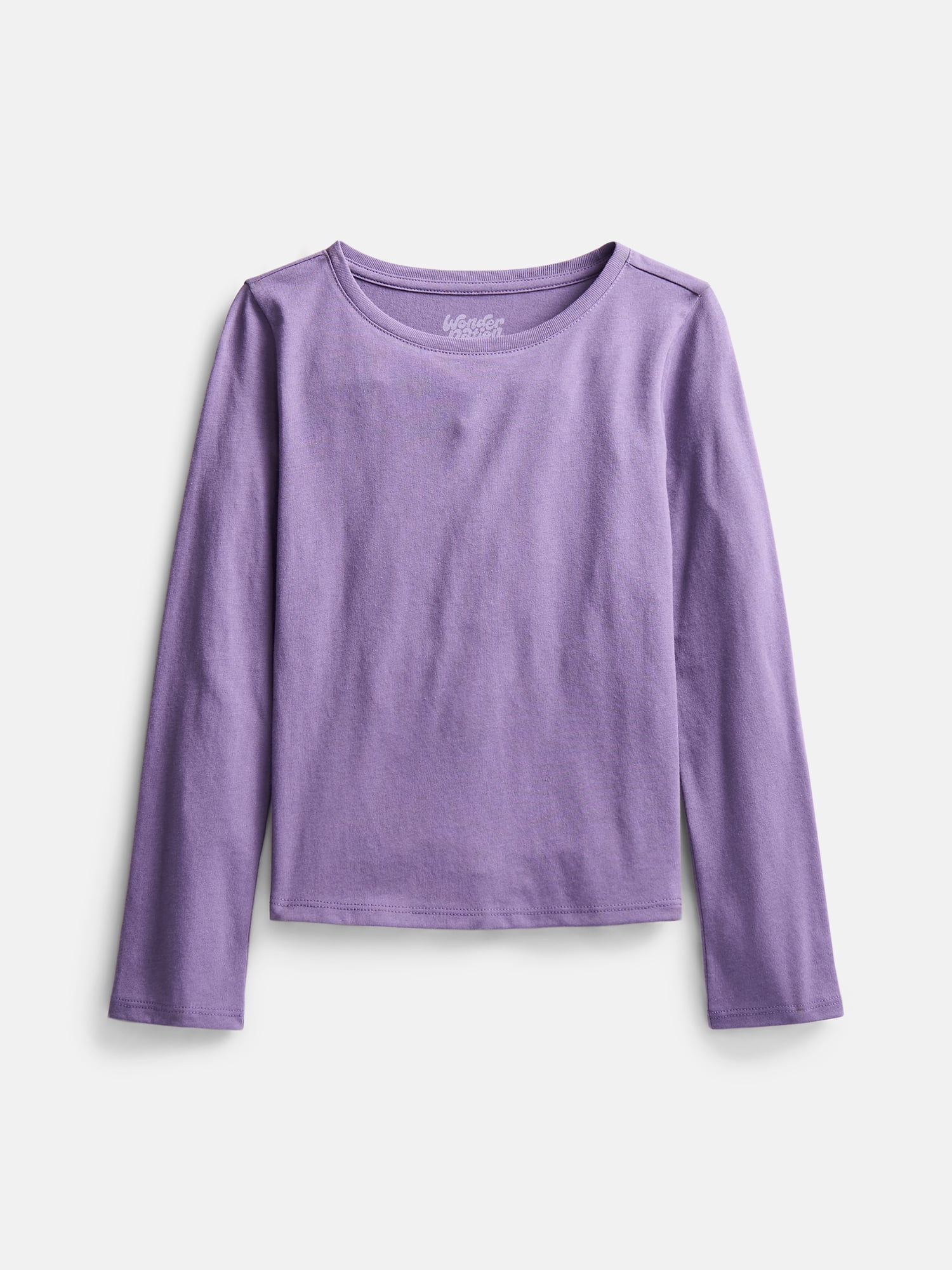 Wonder Nation Girls Kid Tough Tee with Long Sleeves, Sizes 4-18 & Plus