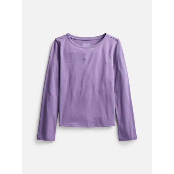 Wonder Nation Girls Kid Tough Tee with Long Sleeves, Sizes 4-18 & Plus