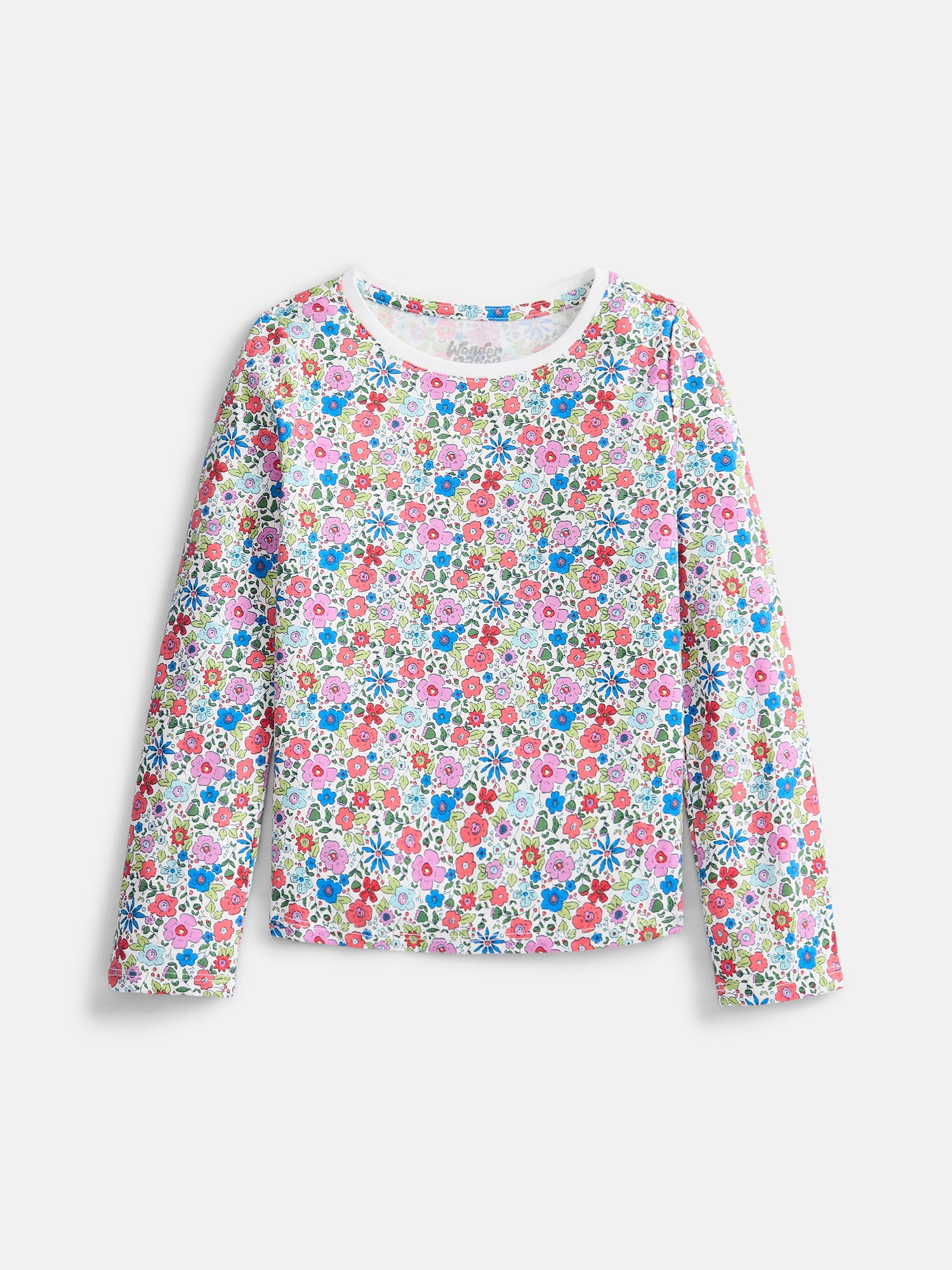 Wonder Nation Girls Kid Tough Tee with Long Sleeves, Sizes 4-18 & Plus