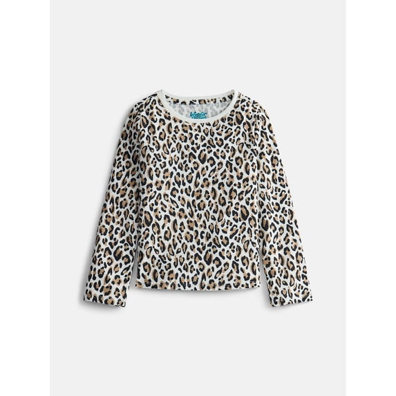 Wonder Nation Girls Kid Tough Tee with Long Sleeves, Sizes 4-18 & Plus
