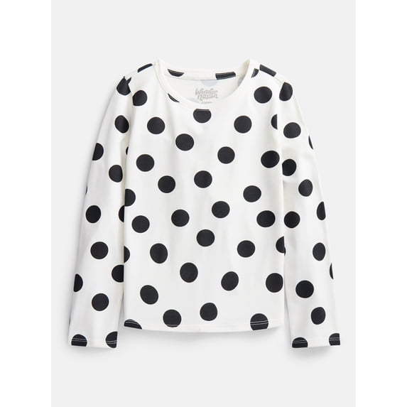 Wonder Nation Girls Kid Tough Tee with Long Sleeves, Sizes 4-18 & Plus