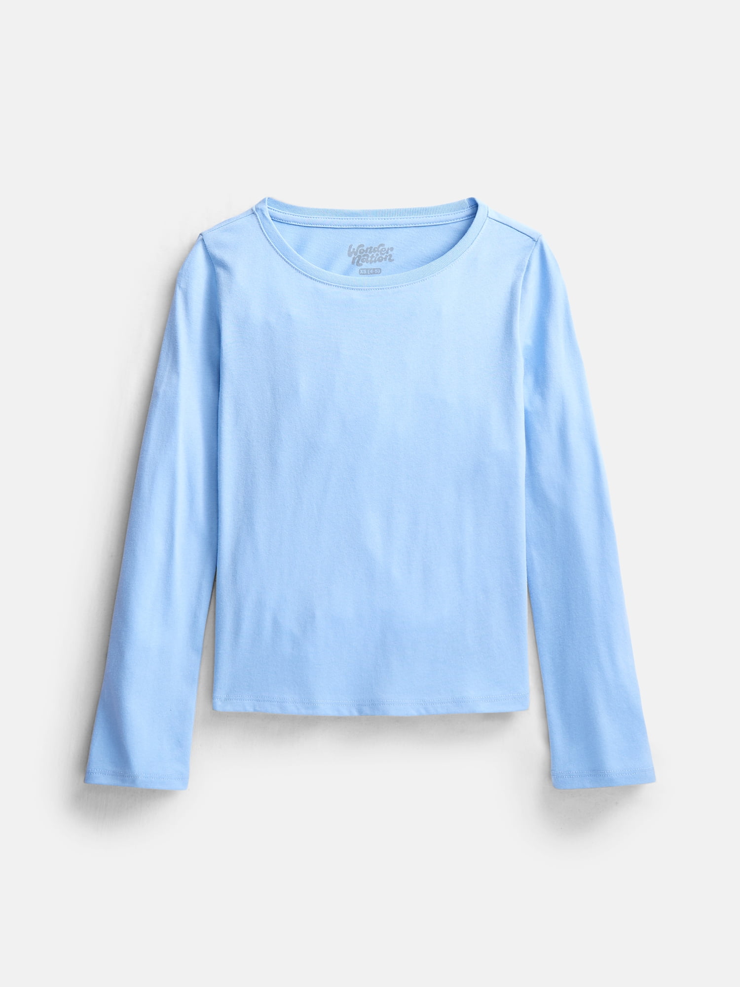 Wonder Nation Girls Kid Tough Tee with Long Sleeves, Sizes 4-18 & Plus