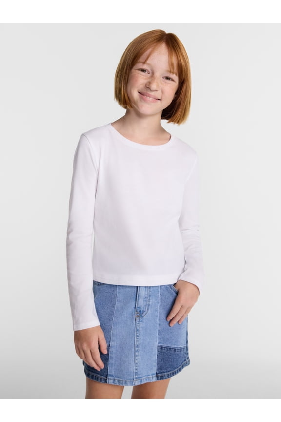 Girls Kid Tough Tee with Long Sleeves, Sizes 4-18 & Plus