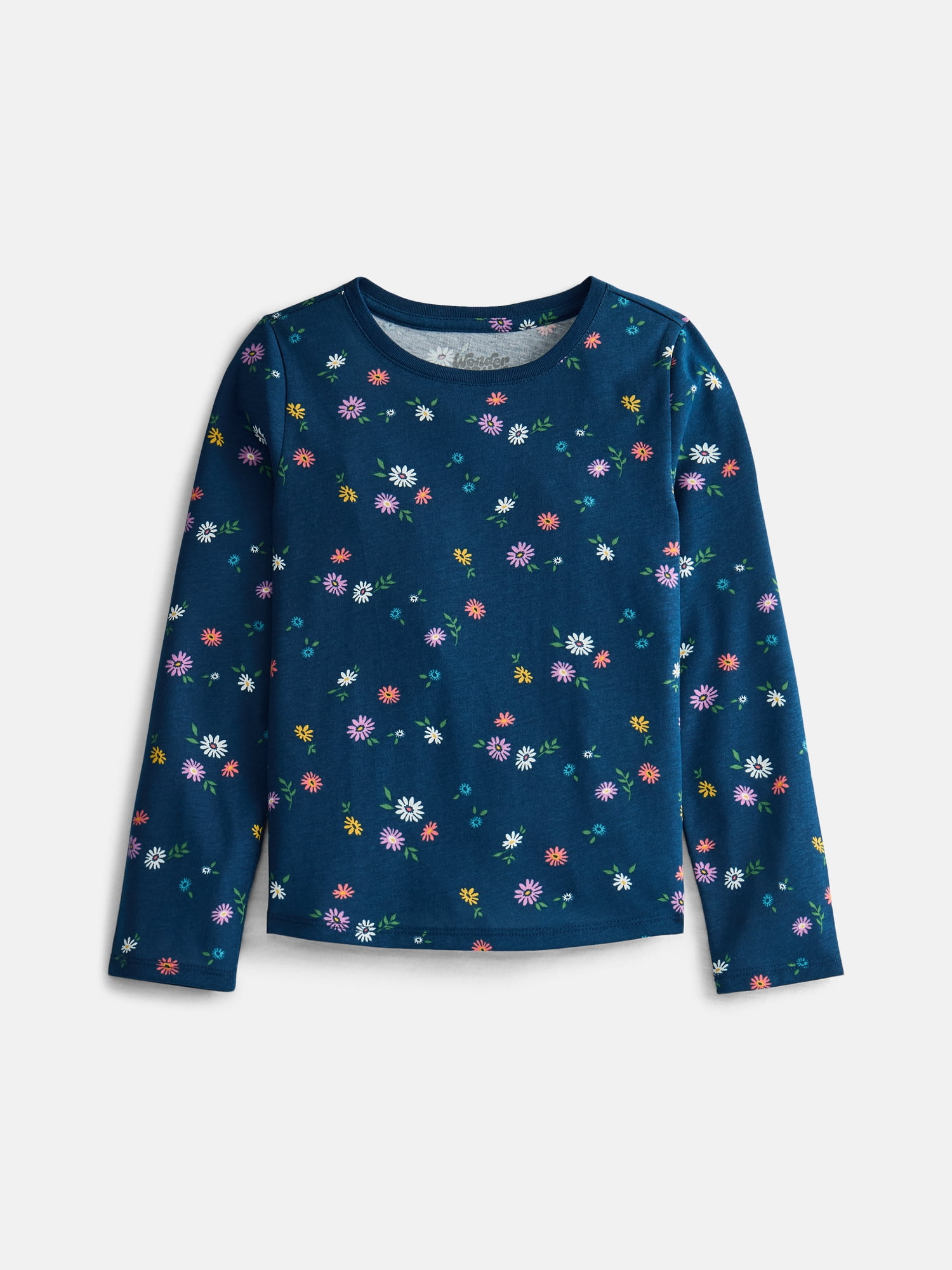 Wonder Nation Girls Kid Tough Tee with Long Sleeves, Sizes 4-18 & Plus