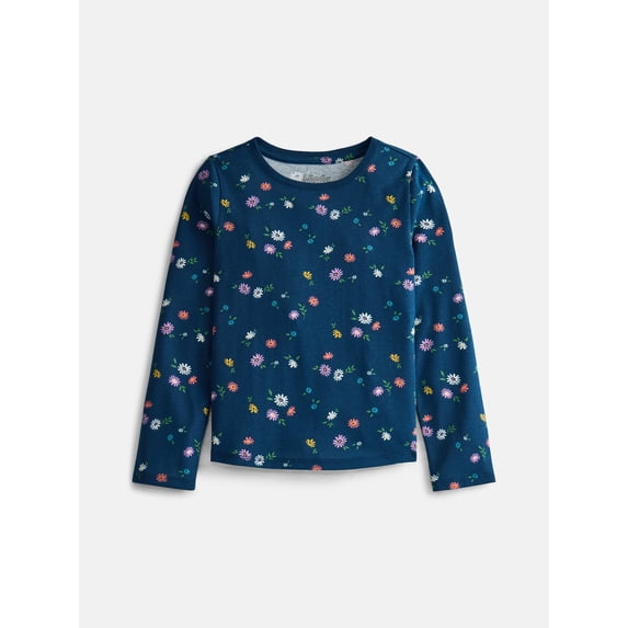 Wonder Nation Girls Kid Tough Tee with Long Sleeves, Sizes 4-18 & Plus