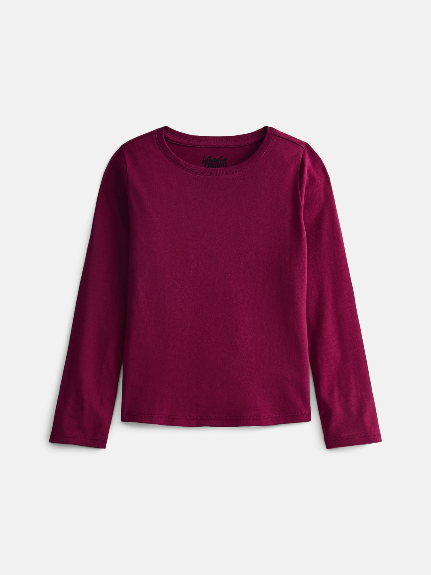 Wonder Nation Girls Kid Tough Tee with Long Sleeves, Sizes 4-18 & Plus