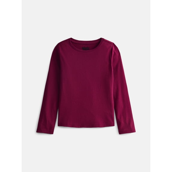 Wonder Nation Girls Kid Tough Tee with Long Sleeves, Sizes 4-18 & Plus