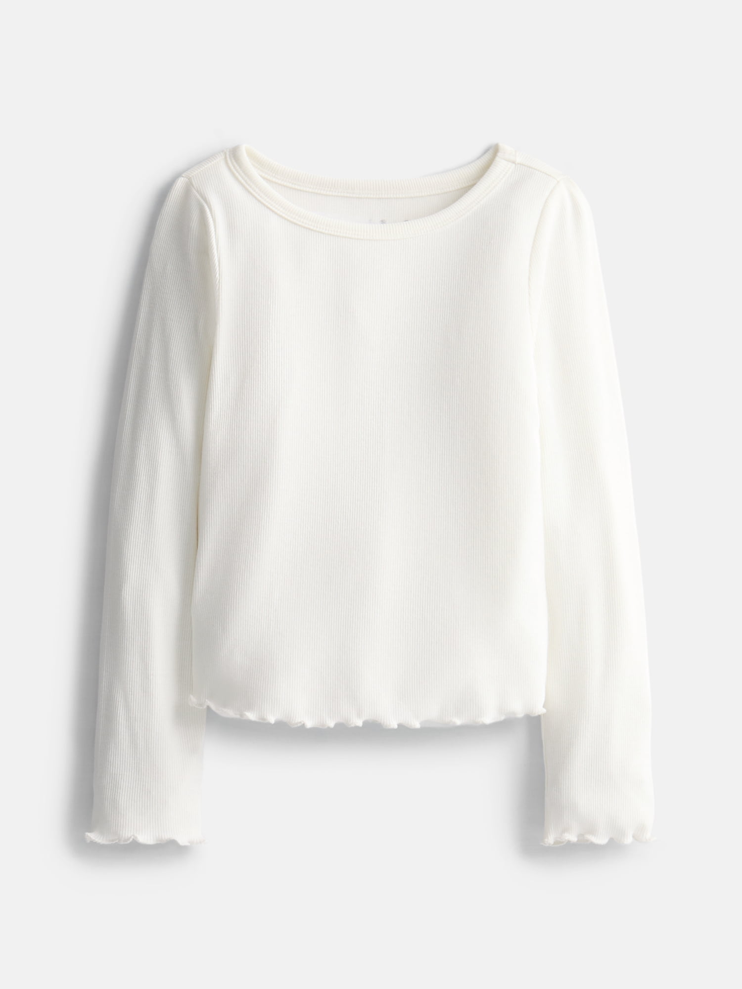 Wonder Nation Girls Lettuce Edge Tee with Long Sleeves, Sizes 4-18 & Plus