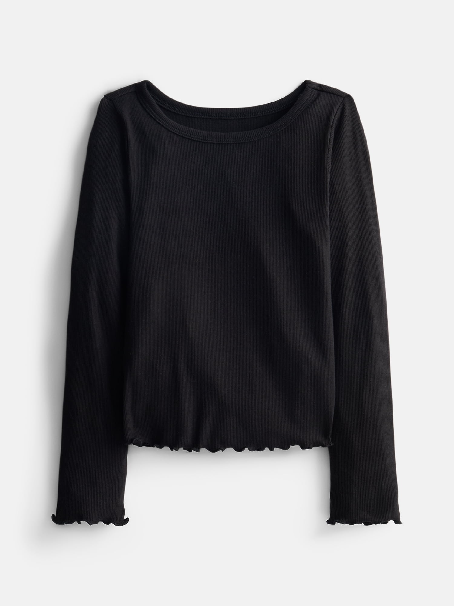 Wonder Nation Girls Lettuce Edge Tee with Long Sleeves, Sizes 4-18 & Plus