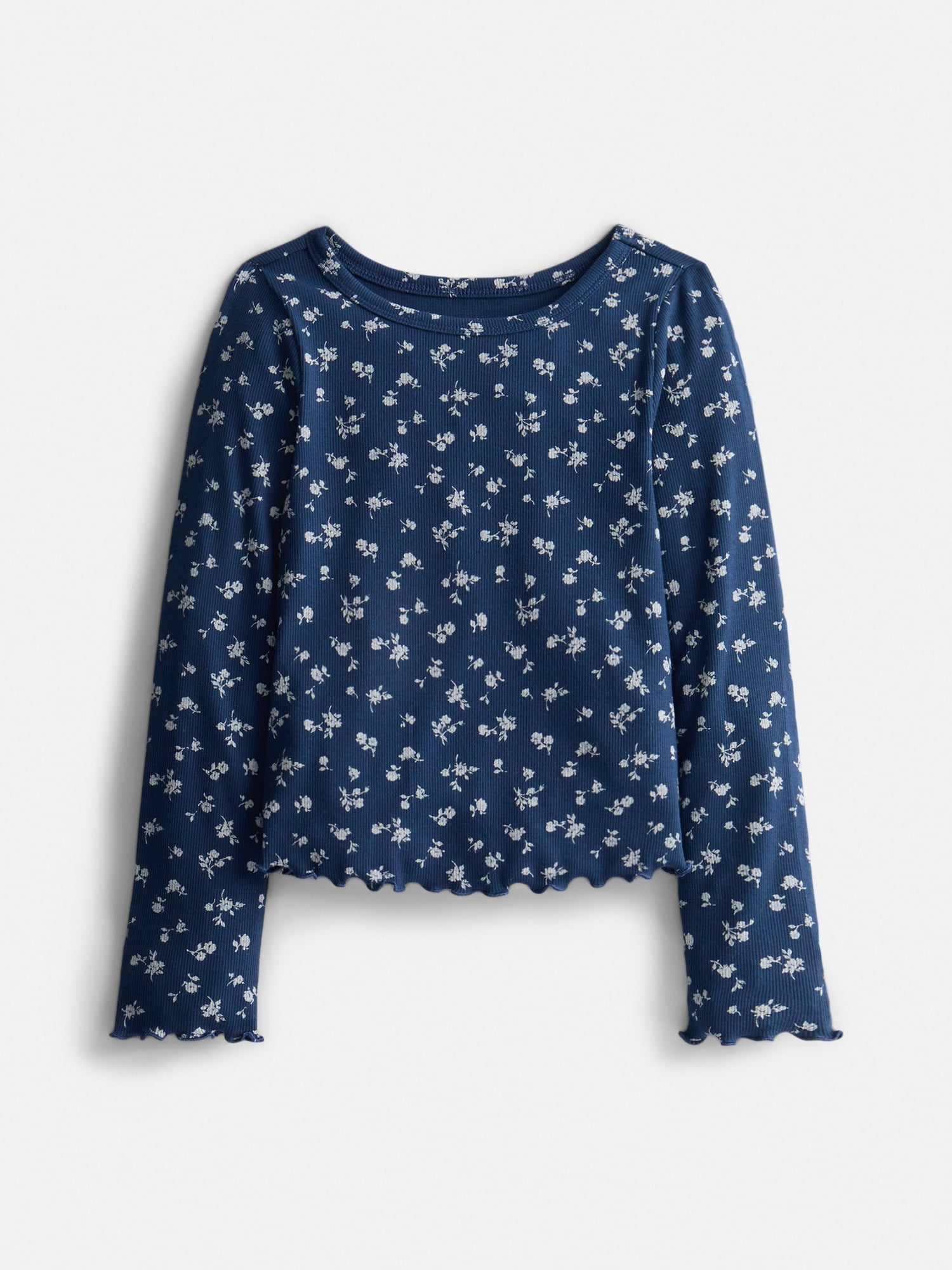 Wonder Nation Girls Lettuce Edge Tee with Long Sleeves, Sizes 4-18 & Plus