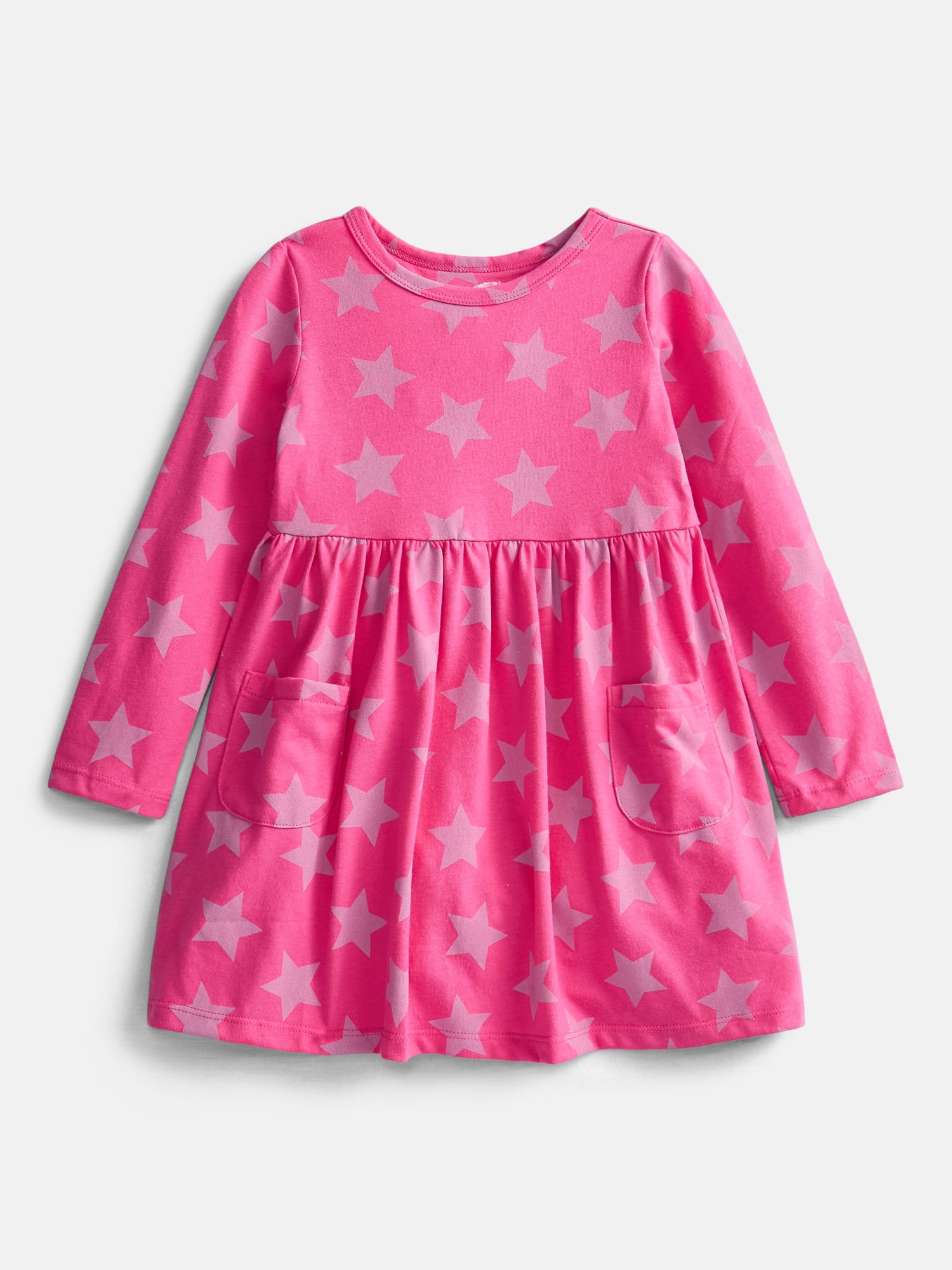 Wonder Nation Baby and Toddler Girls' Play Dress with Long Sleeves, Sizes 0M-5T