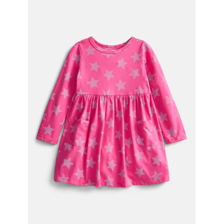 Wonder Nation Baby and Toddler Girls' Play Dress with Long Sleeves, Sizes 0M-5T