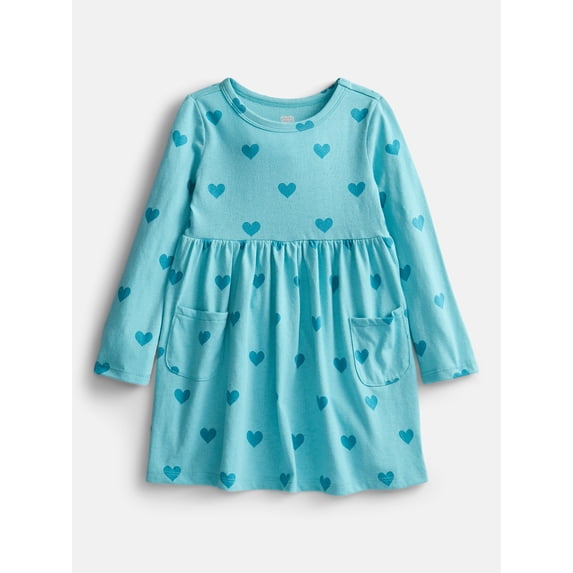 Wonder Nation Baby and Toddler Girls' Play Dress with Long Sleeves, Sizes 0M-5T