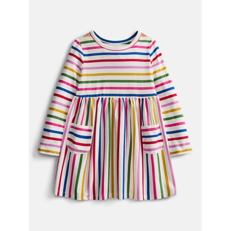 Wonder Nation Baby and Toddler Girls' Play Dress with Long Sleeves, Sizes 0M-5T