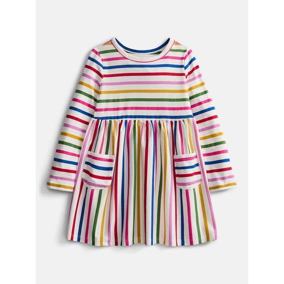 Wonder Nation Baby and Toddler Girls' Play Dress with Long Sleeves, Sizes 0M-5T