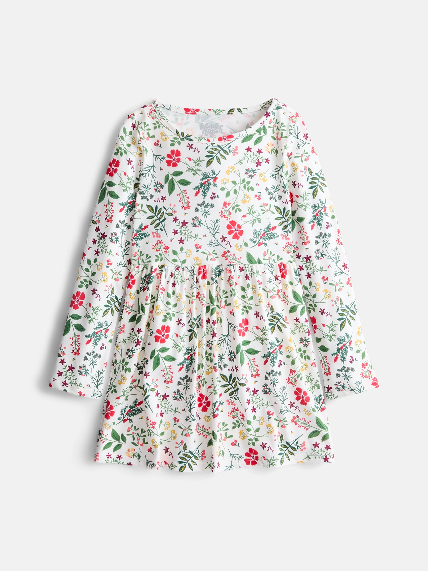 Wonder Nation Girls Long Sleeve Play Dress, Sizes XS-XXL