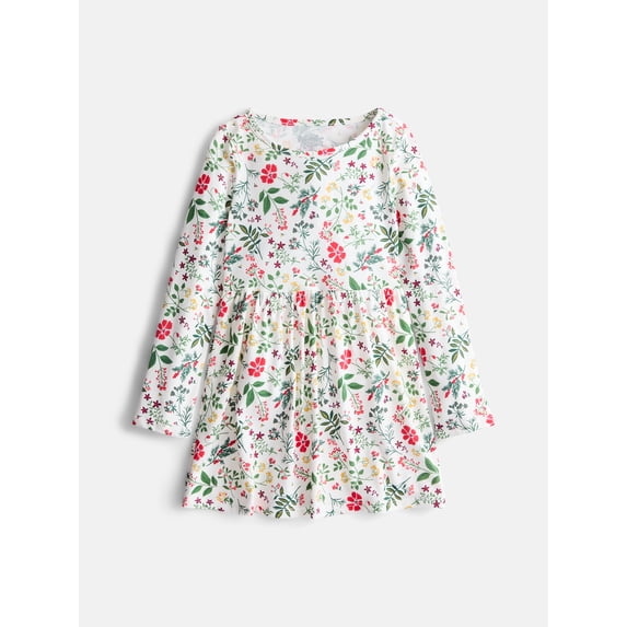 Wonder Nation Girls Long Sleeve Play Dress, Sizes XS-XXL