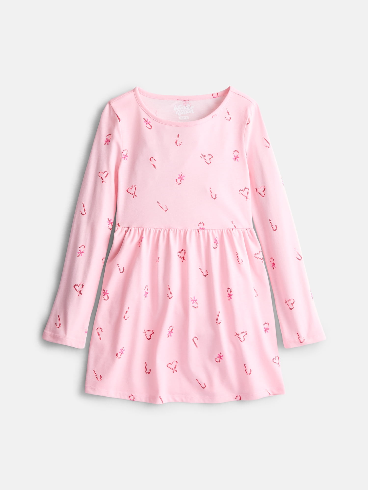 Wonder Nation Girls Long Sleeve Play Dress, Sizes XS-XXL