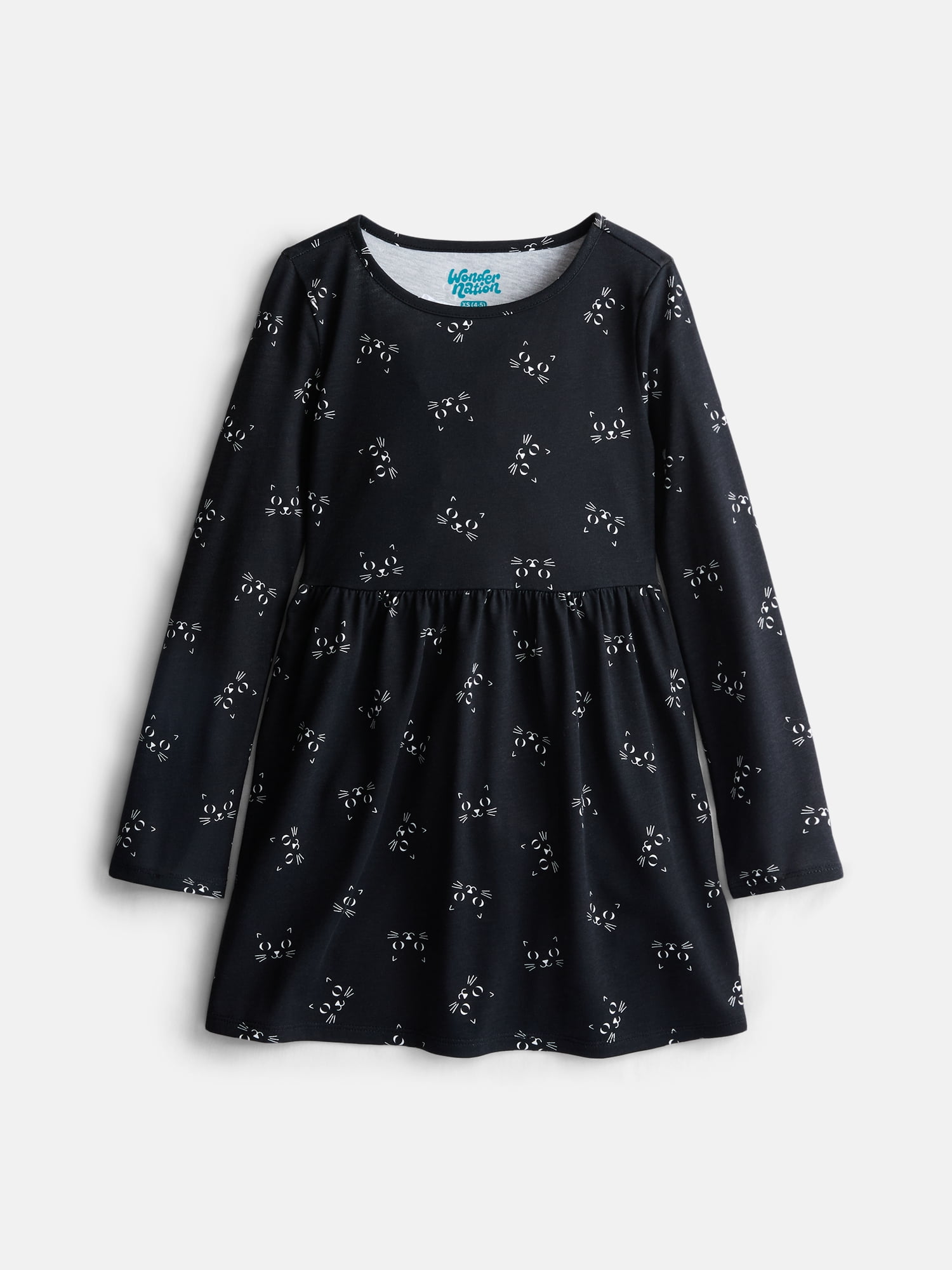 Wonder Nation Girls Long Sleeve Play Dress, Sizes XS-XXL