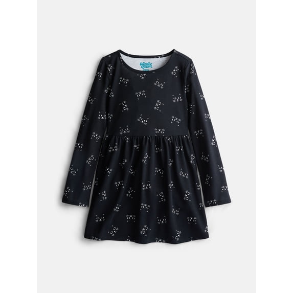 Wonder Nation Girls Long Sleeve Play Dress, Sizes XS-XXL