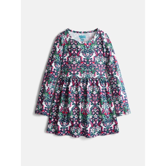 Wonder Nation Girls Play Dress with Long Sleeves, Sizes XS-XXL