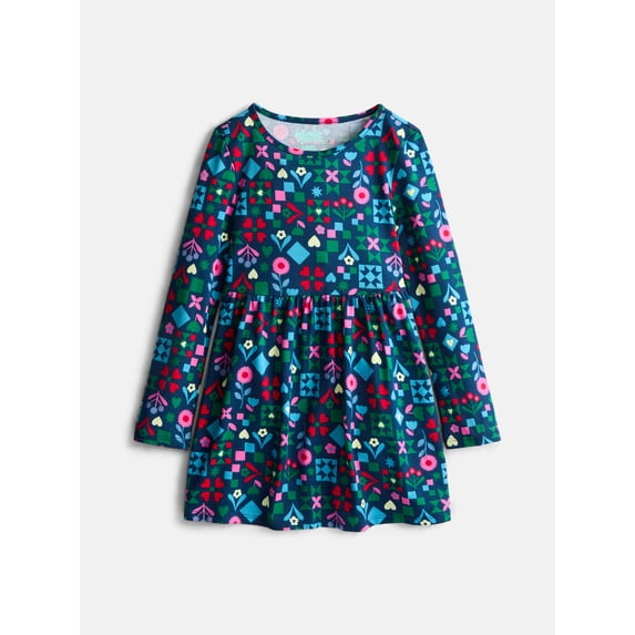 Wonder Nation Girls Long Sleeve Play Dress, Sizes XS-XXL