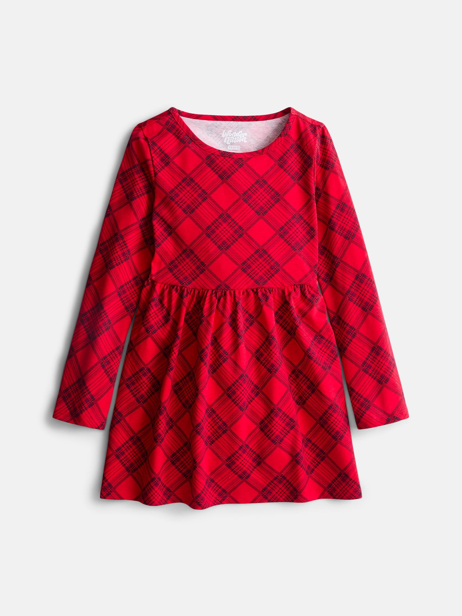 Wonder Nation Girls Long Sleeve Play Dress, Sizes XS-XXL