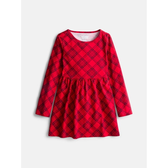 Wonder Nation Girls Long Sleeve Play Dress, Sizes XS-XXL