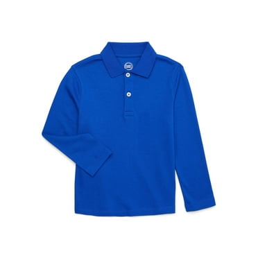 Wonder Nation Boys Long Sleeve Polo Shirt, Sizes 4-18 & Husky
