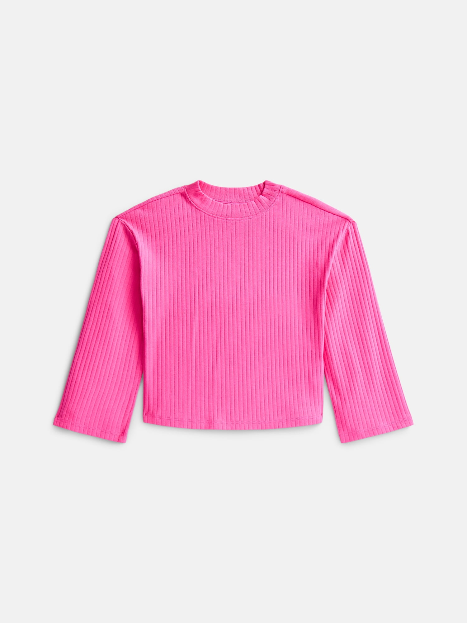 Wonder Nation Girls Rib Knit Top with Long Sleeves, Sizes 4-18 & Plus
