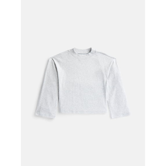 Wonder Nation Girls Rib Knit Top with Long Sleeves, Sizes 4-18 & Plus
