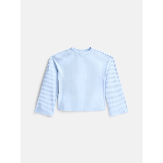 Wonder Nation Girls Rib Knit Top with Long Sleeves, Sizes 4-18 & Plus