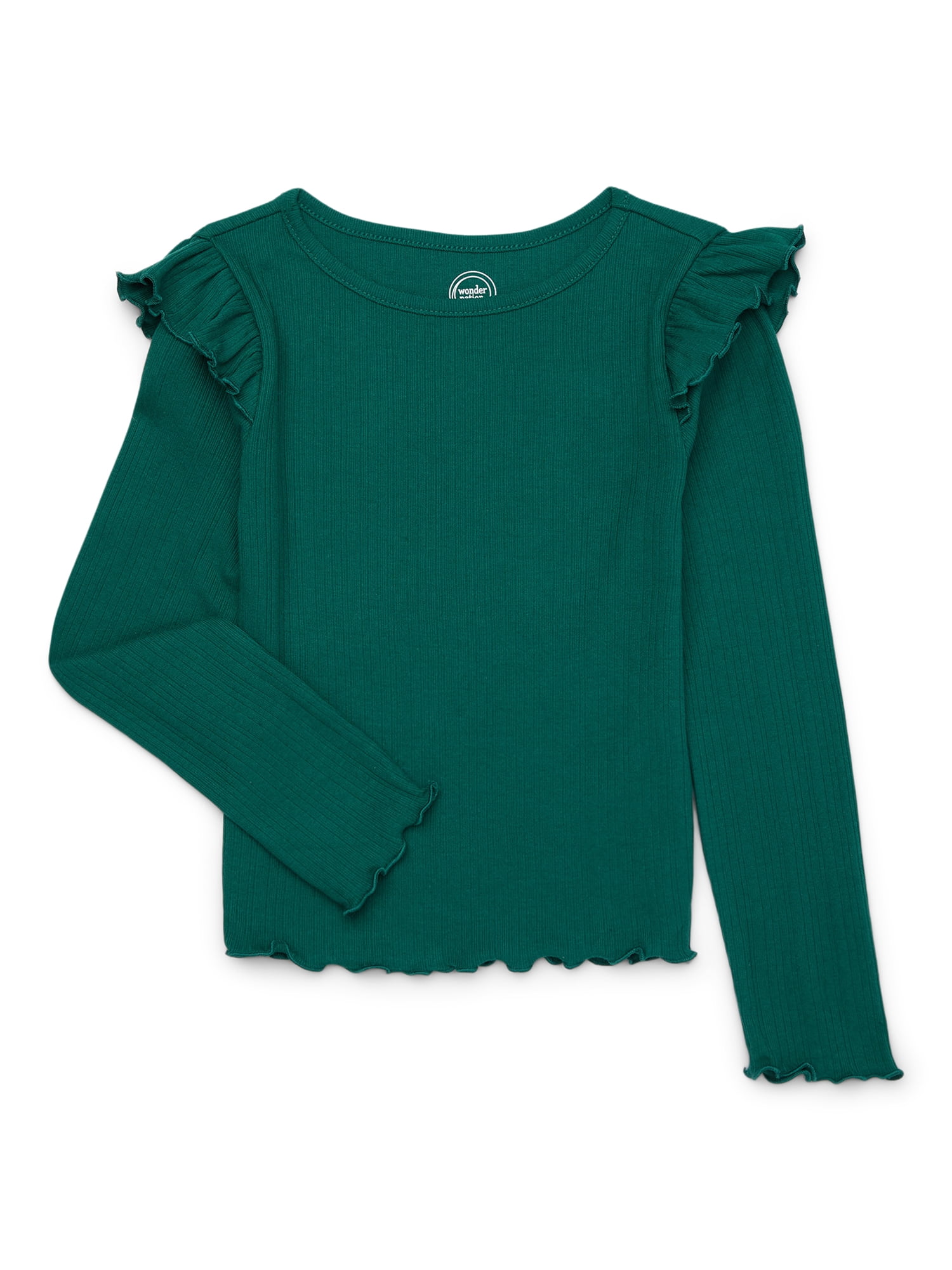 Wonder Nation Girls Long Sleeve Ruffle Top, Sizes 4-18 & Plus - Walmart.com